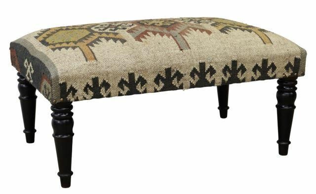 KILIM UPHOLSTERED OTTOMAN FOOTSTOOL