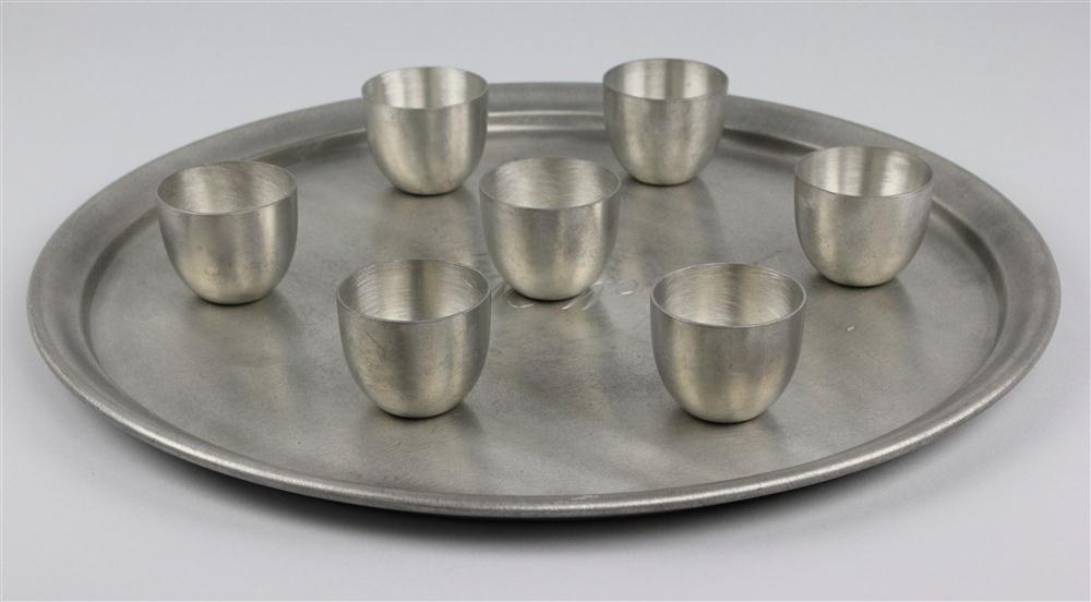 KIRK PEWTER LIQUEUR SET including 7