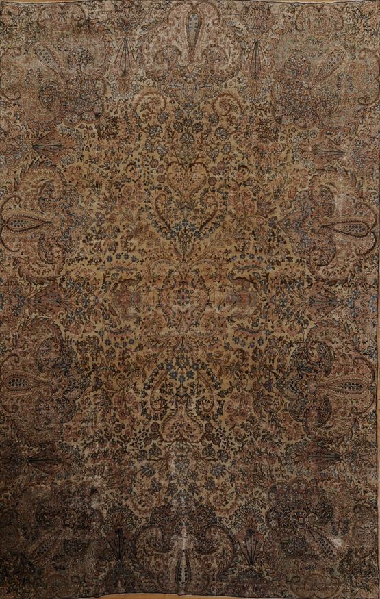 KIRMAN CAMEL-GROUND CARPET Worked