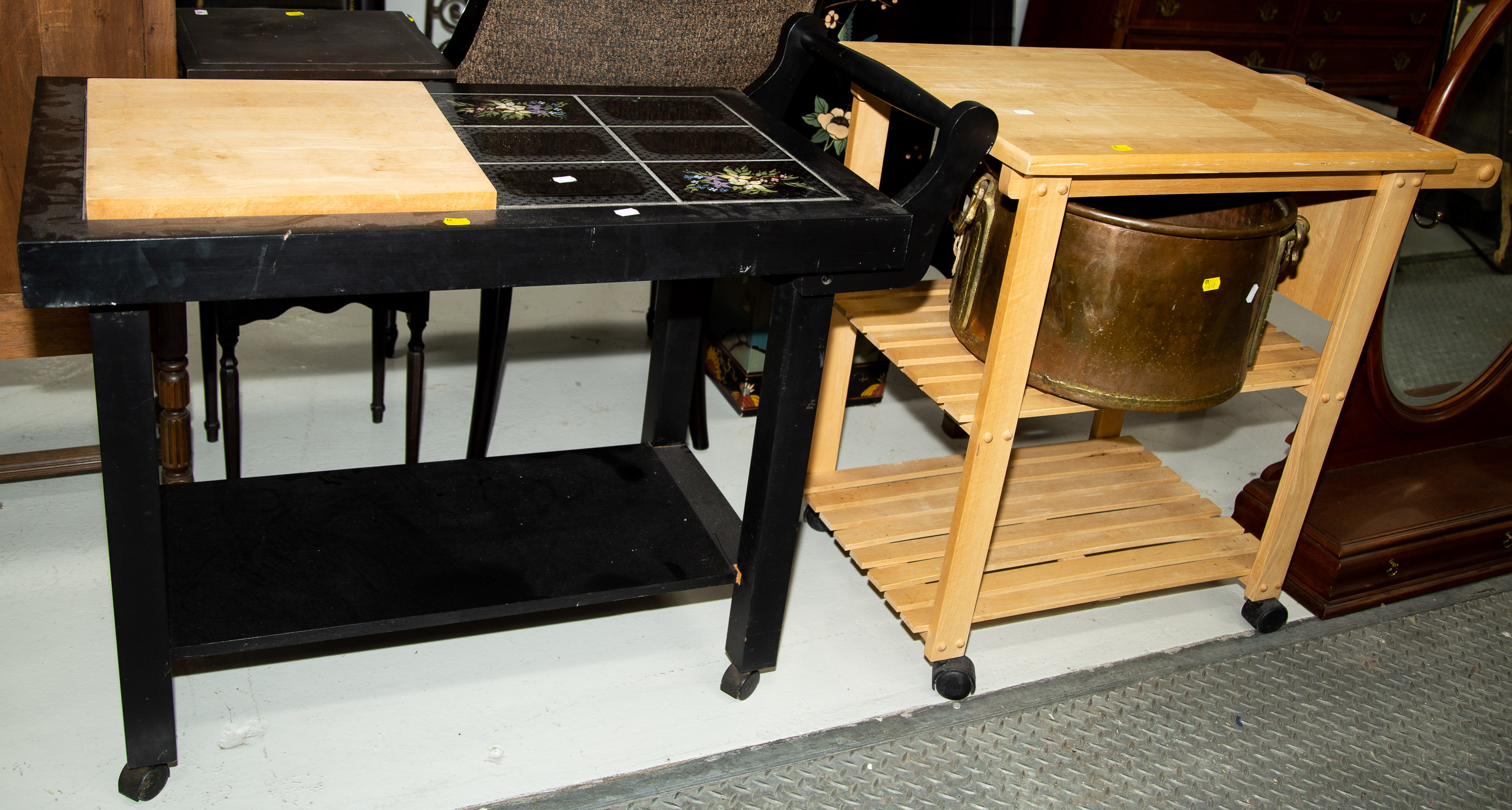 KITCHEN PREP TABLE, BAR CART &