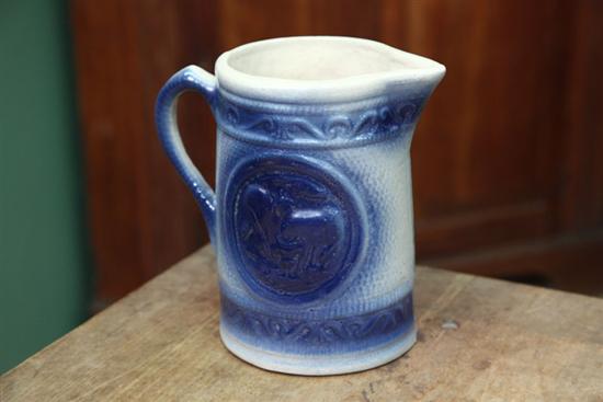 KITCHEN STONEWARE PITCHER. Blue and