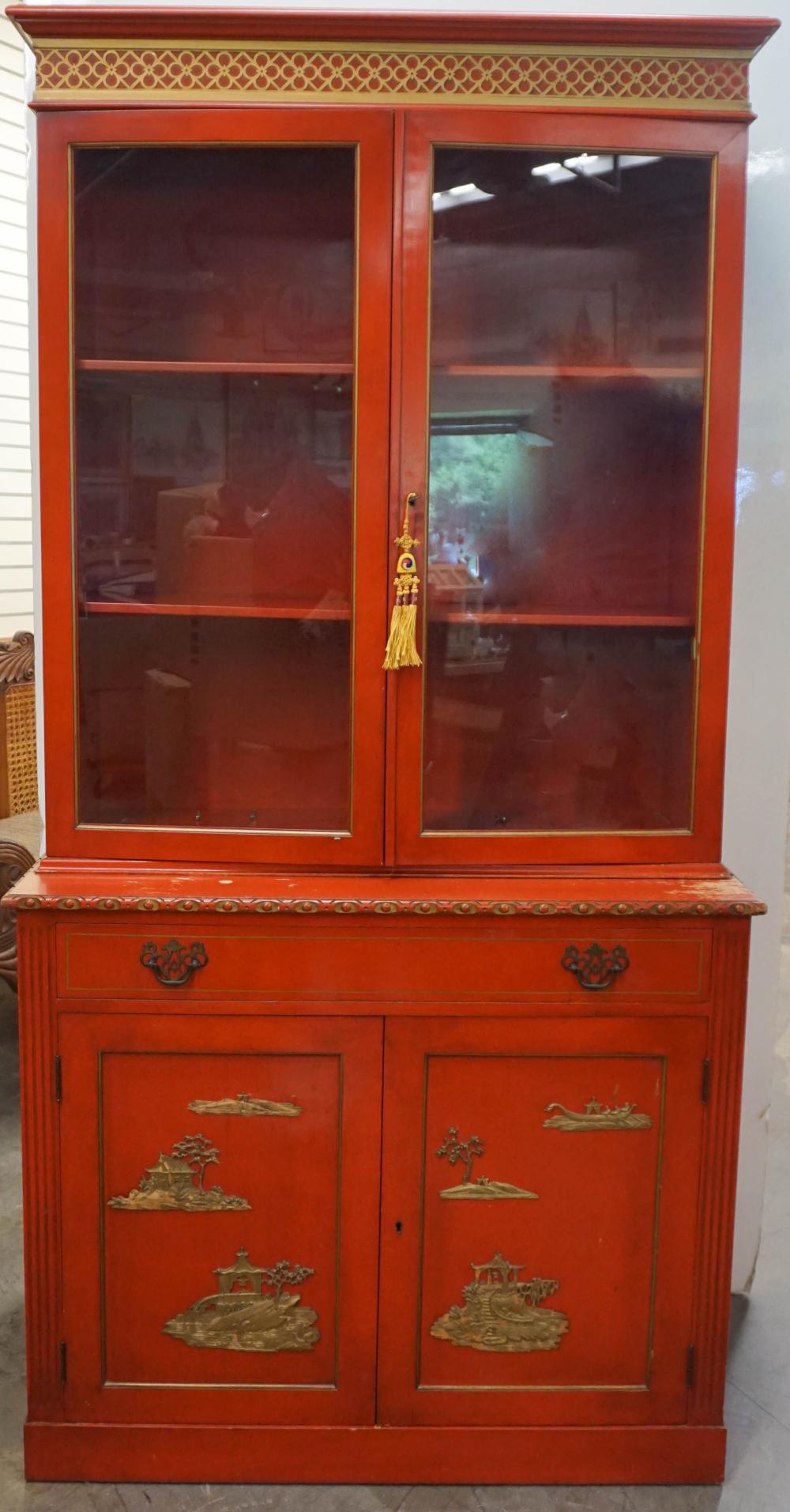 KITTINGER CHINOISERIE DECORATED RED