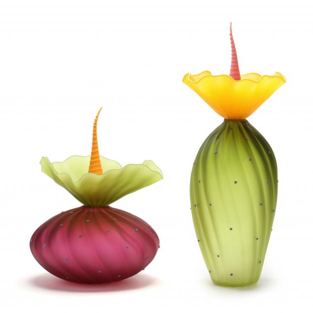 KLISZEWSKI GLASS (CA), TWO LARGE