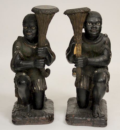 KNEELING CARVED WOOD BLACKAMOOR