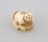 Kneeling Man with a Trap Netsu