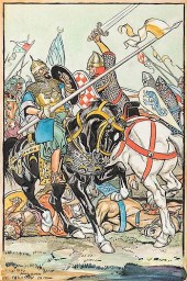 KNIGHTS AT BATTLE ON HORSEBACK
