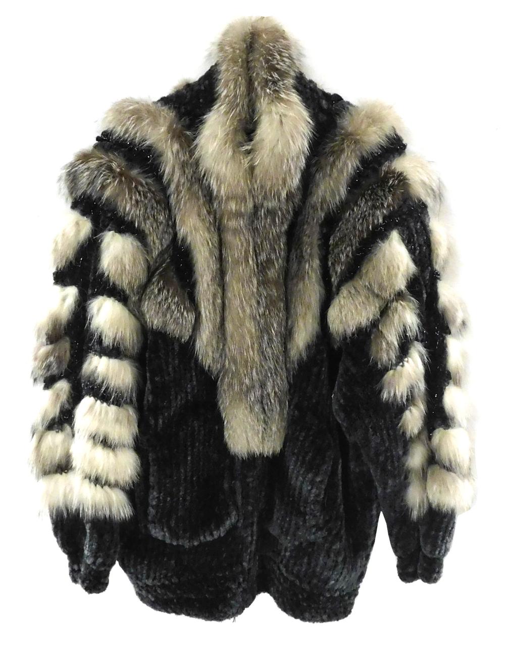 KNIT WITH FUR LEATHER JACKET, TAG