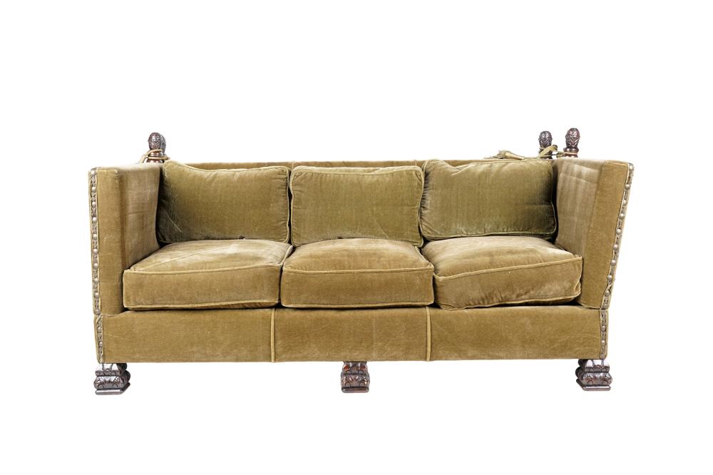 KNOLE SOFAcovered in olive green