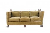 KNOLE SOFAcovered in olive gre