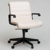 KNOLL METAL AND WHITE LEATHER