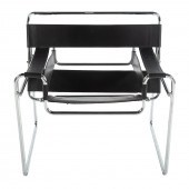 KNOLL STYLE CHROME & LEATHER W