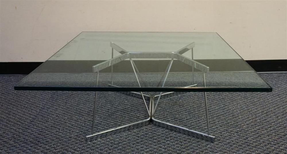 KNOLL STYLE CHROME PLATED GLASS TOP