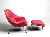 KNOLL STYLE MCM CHAIR & OTTOMA