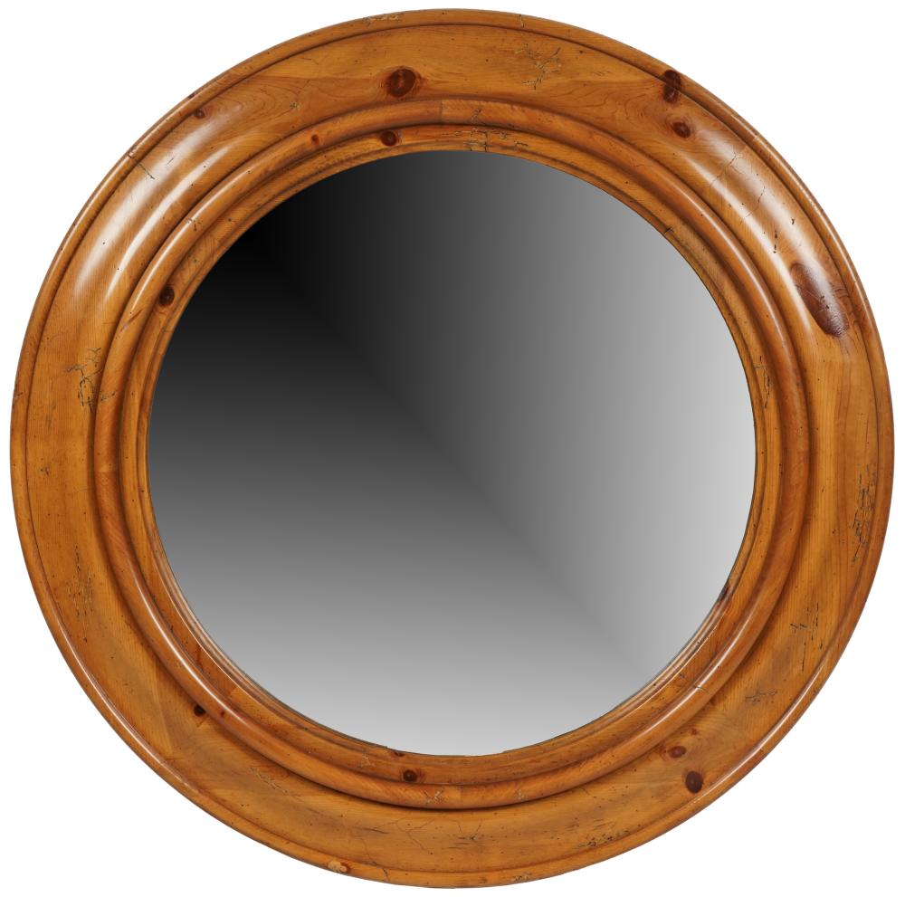KNOTTY PINE ROUND WALL MIRRORKnotty
