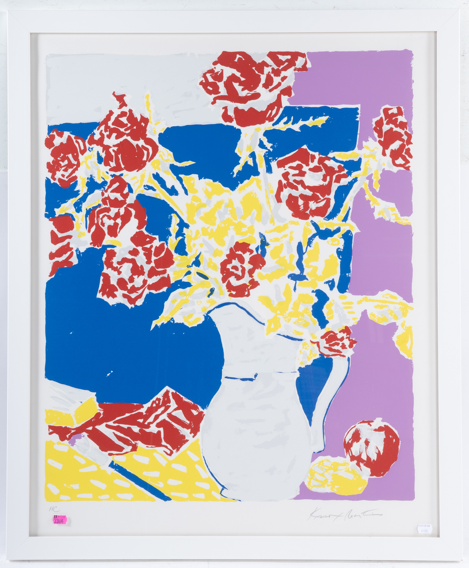 KNOX MARTIN. "RED ROSES," SERIGRAPH