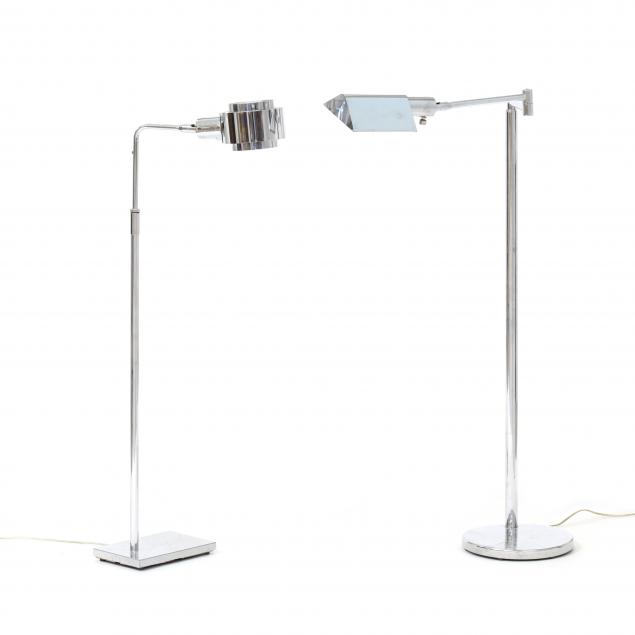 KOCH + LOWY, TWO CHROME FLOOR LAMPS
