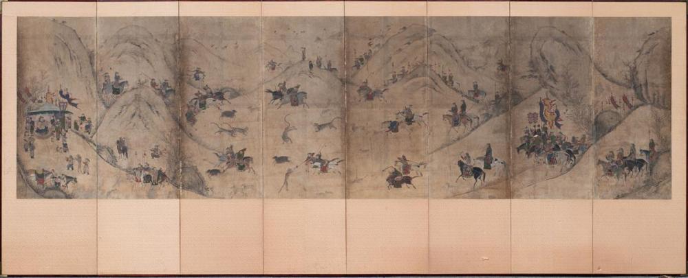 KOREAN 8-PANEL 'HUNTING SCENE'