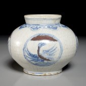 KOREAN BLUE AND RED "CRANES" J