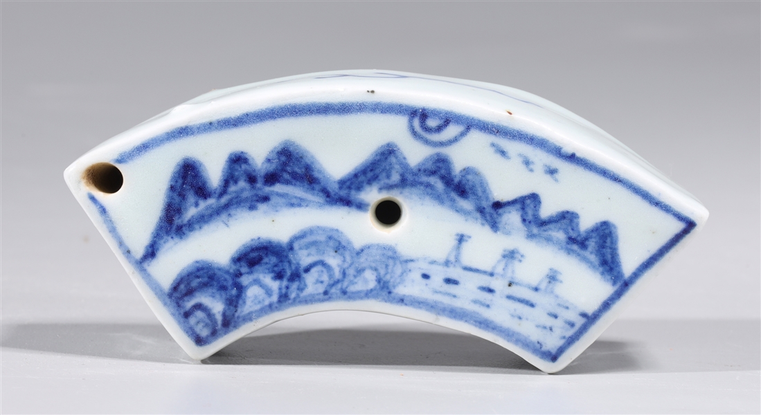 Korean blue and white glazed fan
