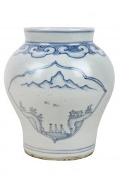 KOREAN BLUE & WHITE CERAMIC JA