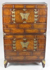 KOREAN BRASS BOUND CABINET ON