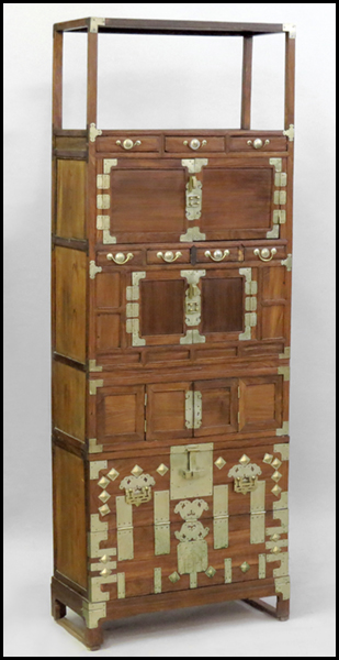 KOREAN BRASS BOUND TANSU. H: 71.5''