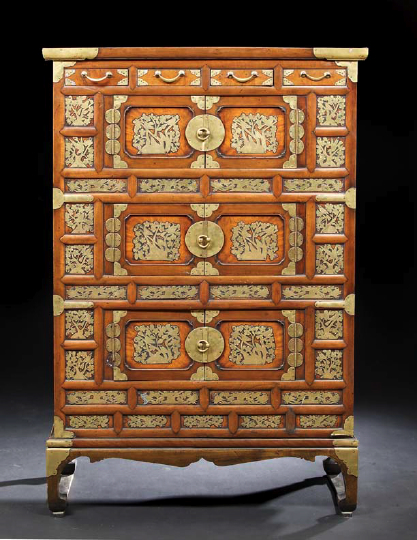 Korean Brass-Decorated Wooden