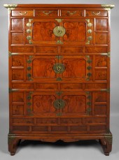 KOREAN BRASS MOUNTED ELM CABIN