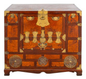 KOREAN BRASS MOUNTED ELM WOOD