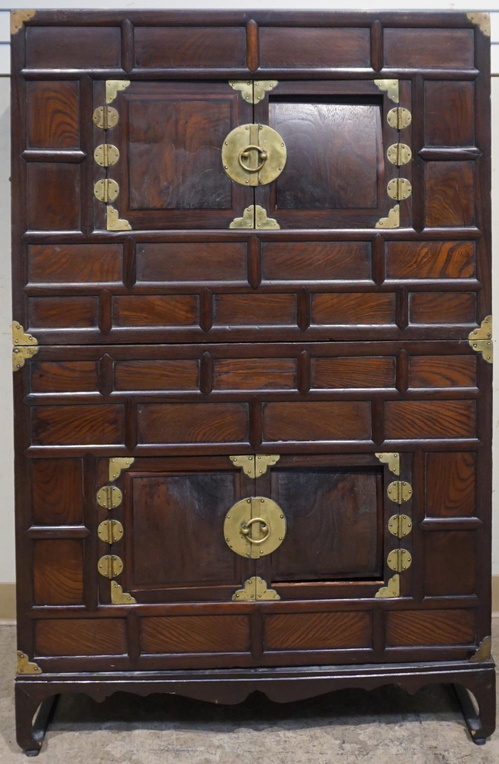 KOREAN BRASS MOUNTED ELMWOOD