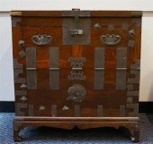 KOREAN BRASS MOUNTED FRUITWOOD