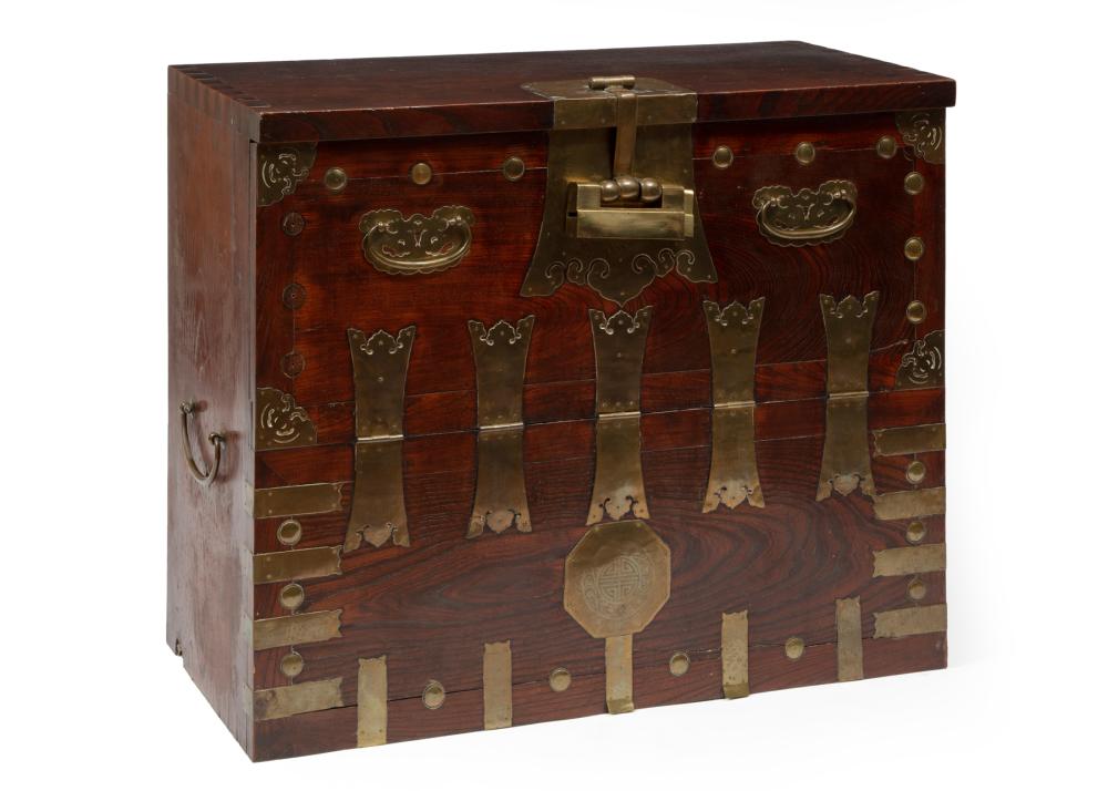 KOREAN BRASS-MOUNTED HARDWOOD