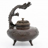 KOREAN BRONZE CENSER WITH FIGU