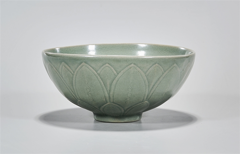Korean celadon glazed bowl; lotus
