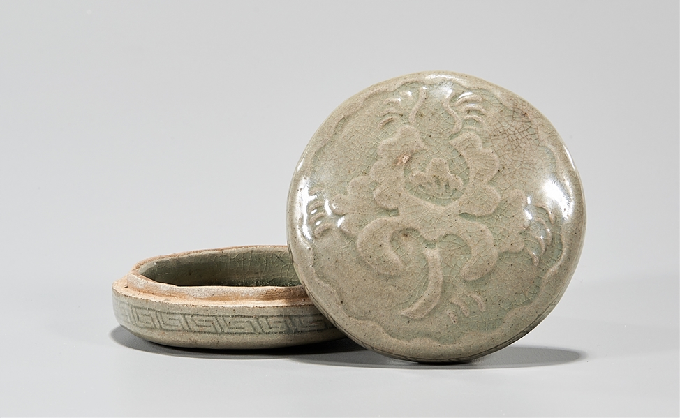 Korean celadon glazed cosmetic box;