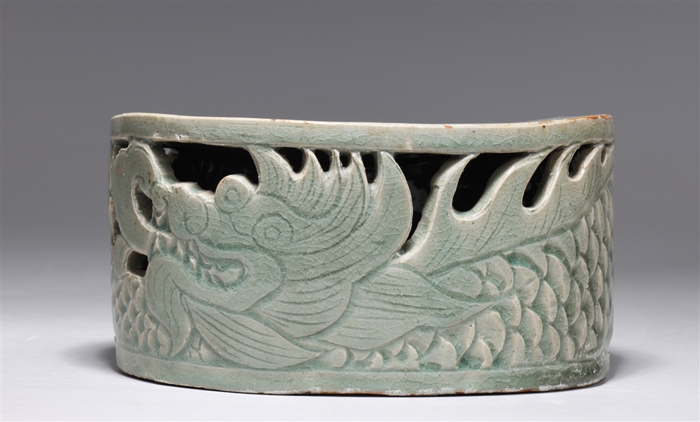 Korean celadon glazed pillow, the