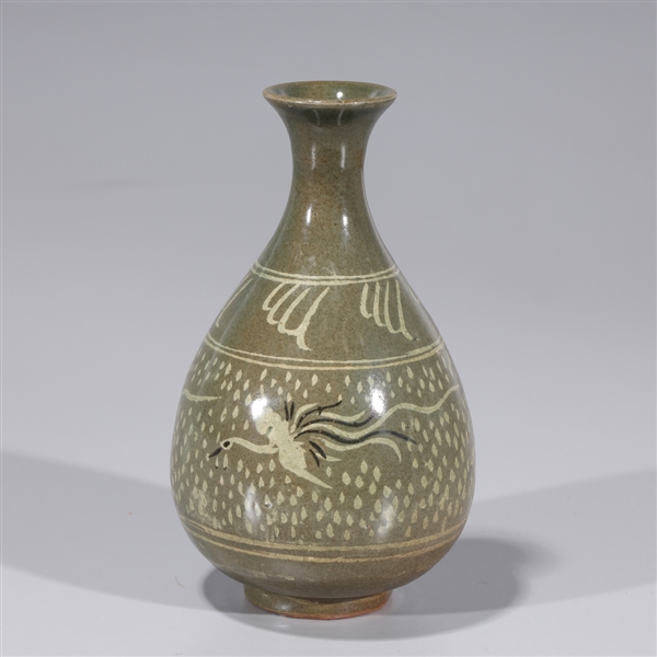 Korean celadon glazed vase with