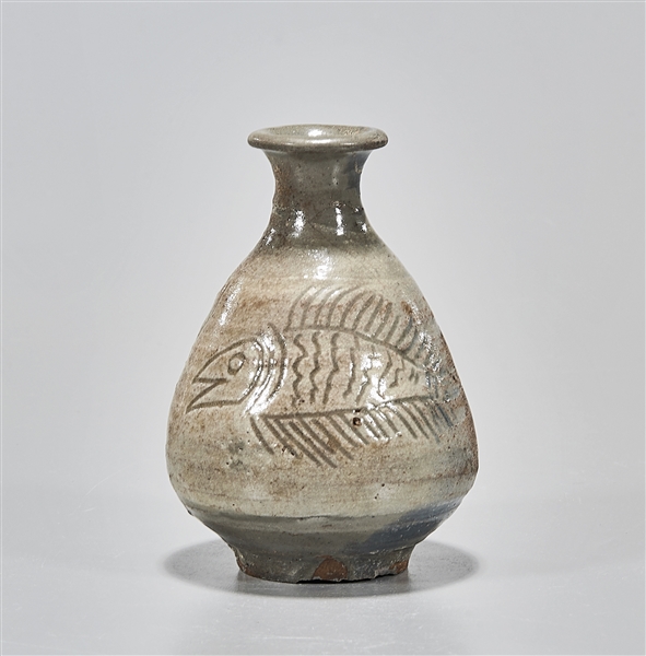 Korean celadon glazed vase; with