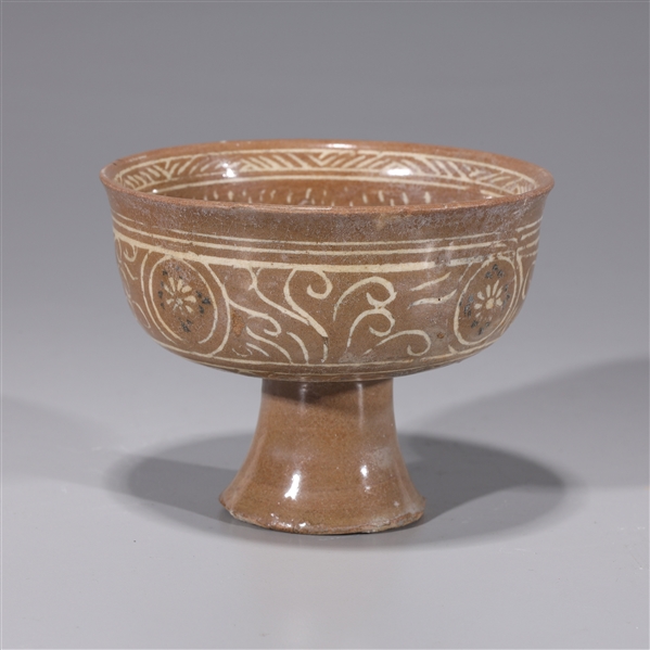 Korean ceramic brown glazed stem