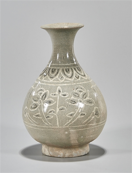 Korean glazed vase; with floral