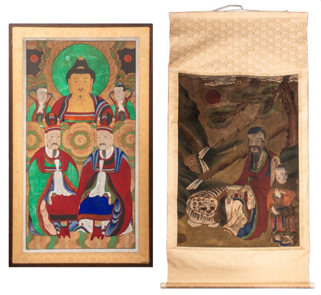 KOREAN GOUACHE PAINTINGS, 2 Two