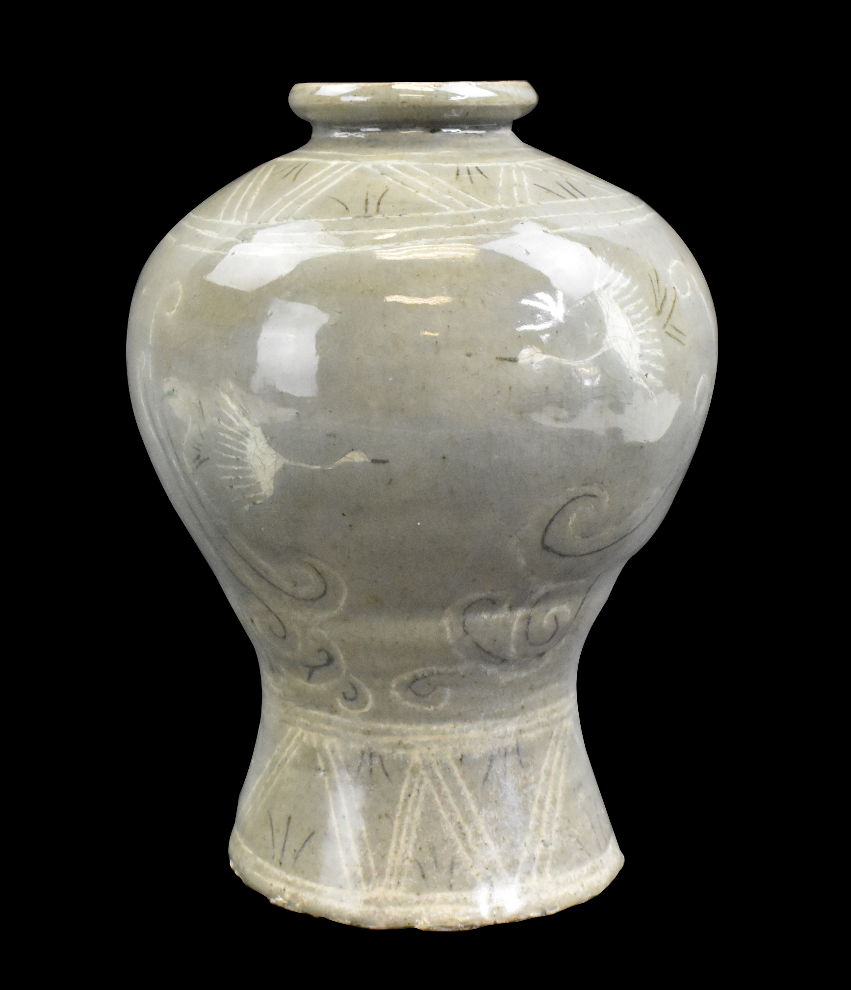 KOREAN INLAID CELADON CRANE MEI