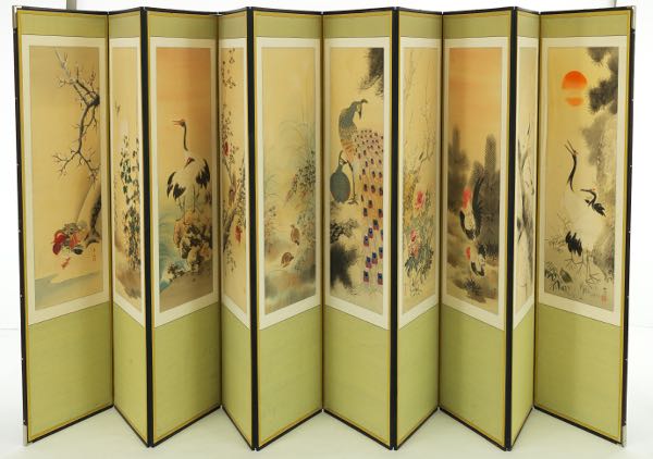 KOREAN LARGE TEN-PANEL HAND PAINTED