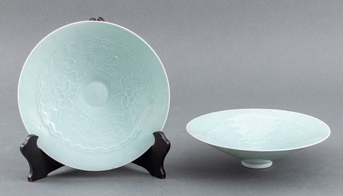 KOREAN LIGHT CELADON INCISED BOWLS,