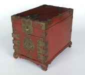 KOREAN RED LACQUER CHEST: Red