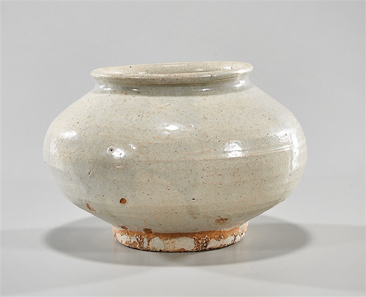 Korean white glazed ceramic jar; 4"