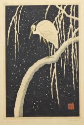 KOSON OHARA EGRET ON SNOWY BRA