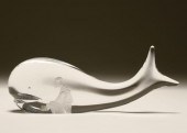 Kosta art glass sculpture of J