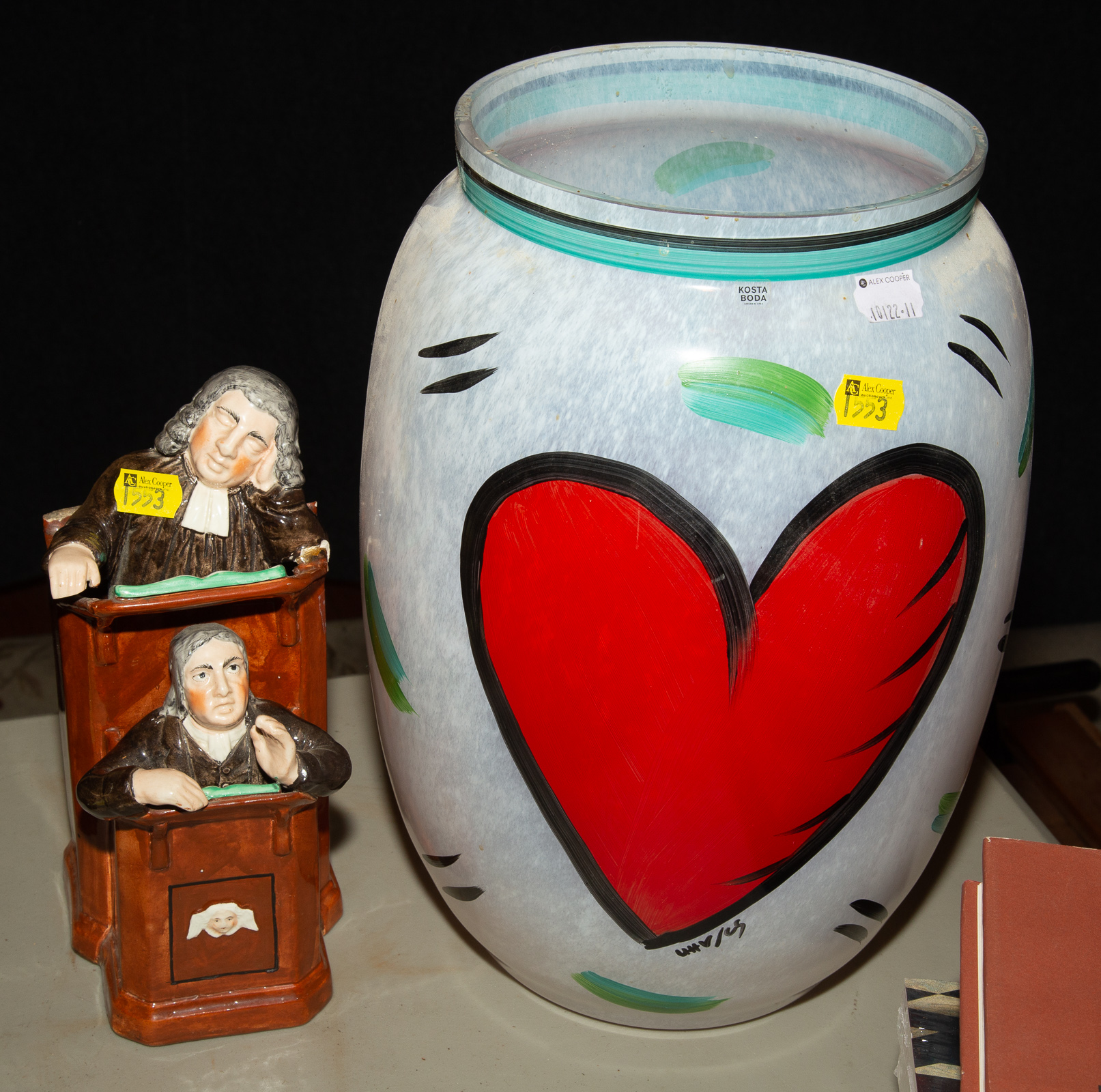 KOSTA BODA PAINTED GLASS VASE;