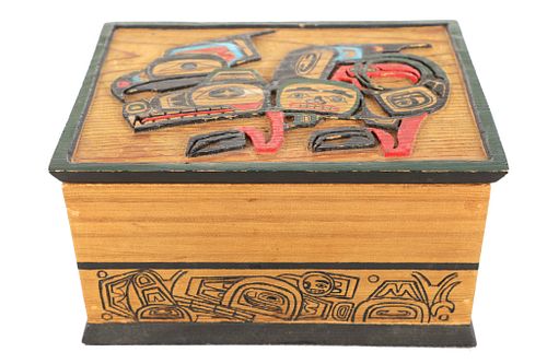 KOYUKON ATHABASCAN CARVED TOTEM BOX
